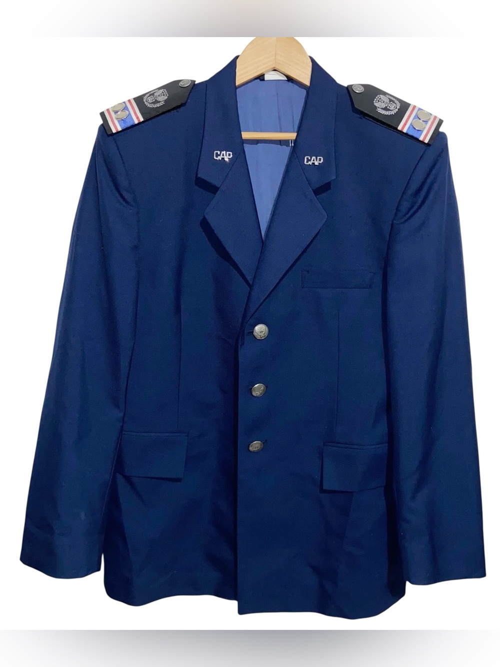 DSCP Coat Mens 40 S US Air Force Vintage Dress Jacket Blue Wool Epaulets Captain